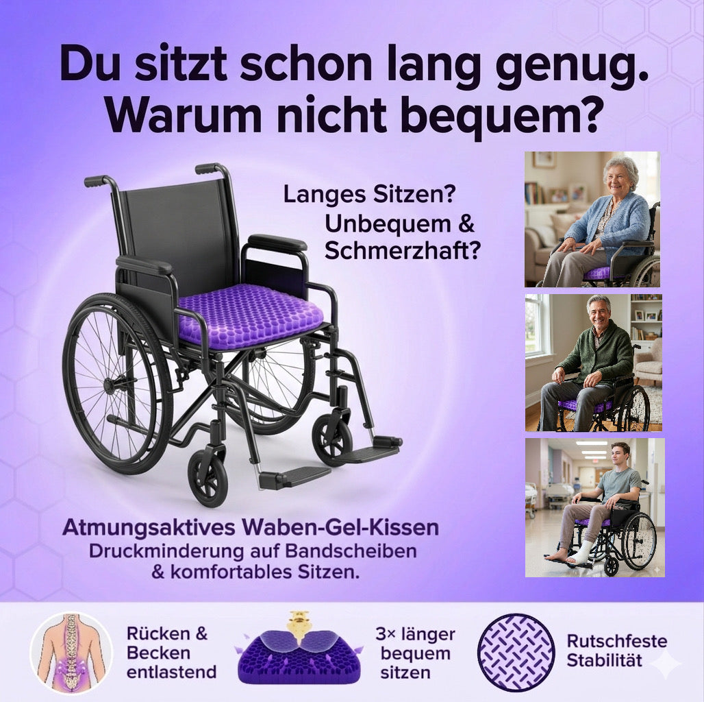 Druckentlastendes Gel-Sitzkissen für Rollstühle