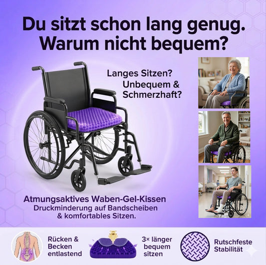 Druckentlastendes Gel-Sitzkissen für Rollstühle